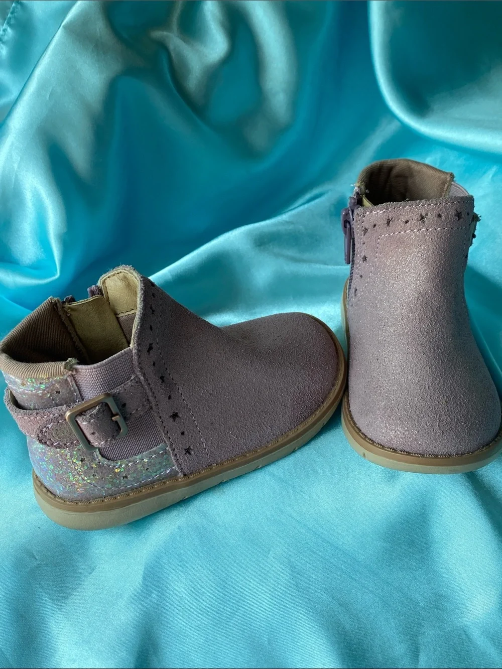 Stride Rite SRT Agnes Sparkle Mauve Ankle Boots - Stylish Girls' Boots